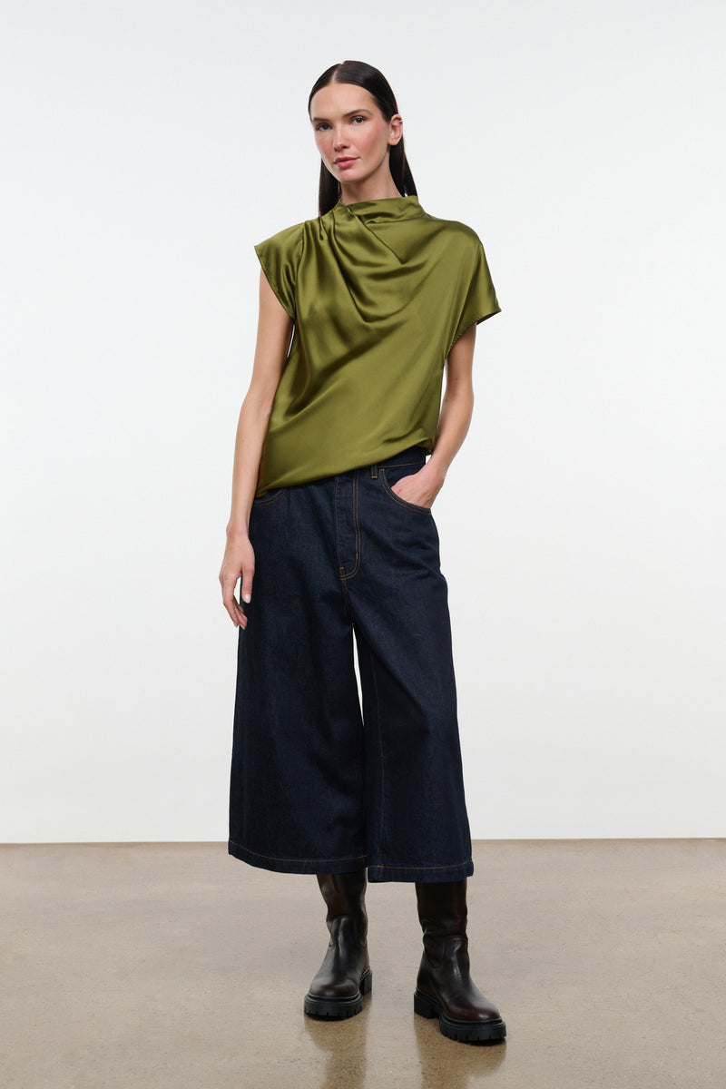 staud davina silk top pear