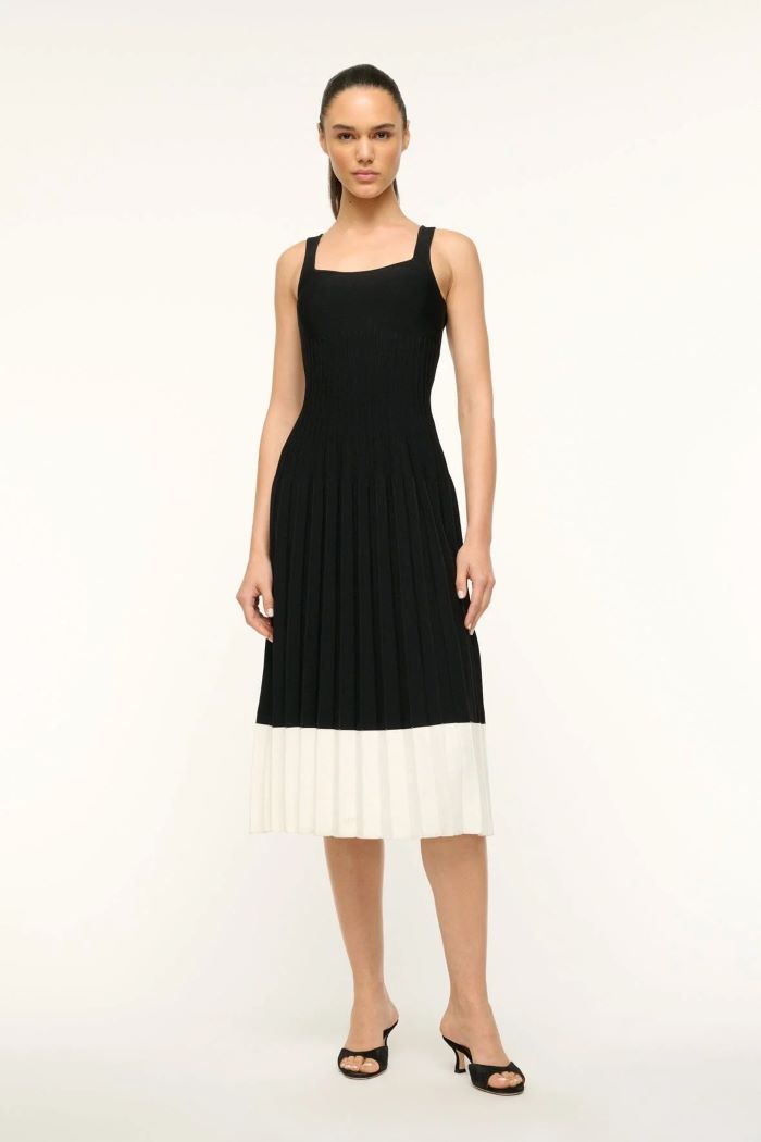 staud ellison dress black/ivory 