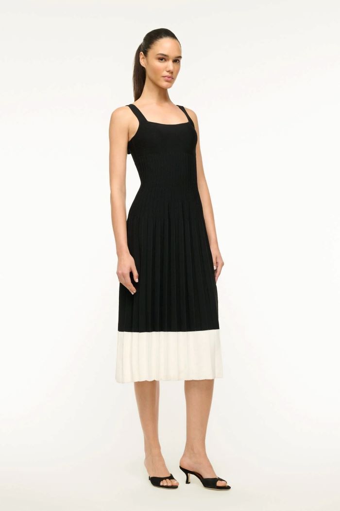 staud ellison dress black/ivory 