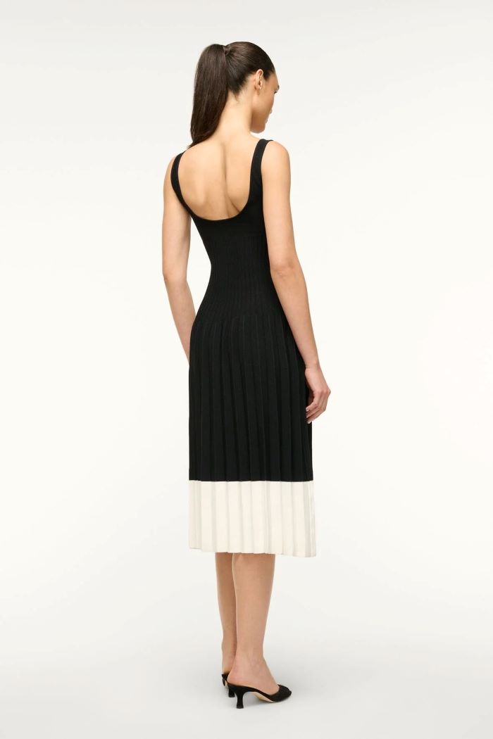 staud ellison dress black/ivory 