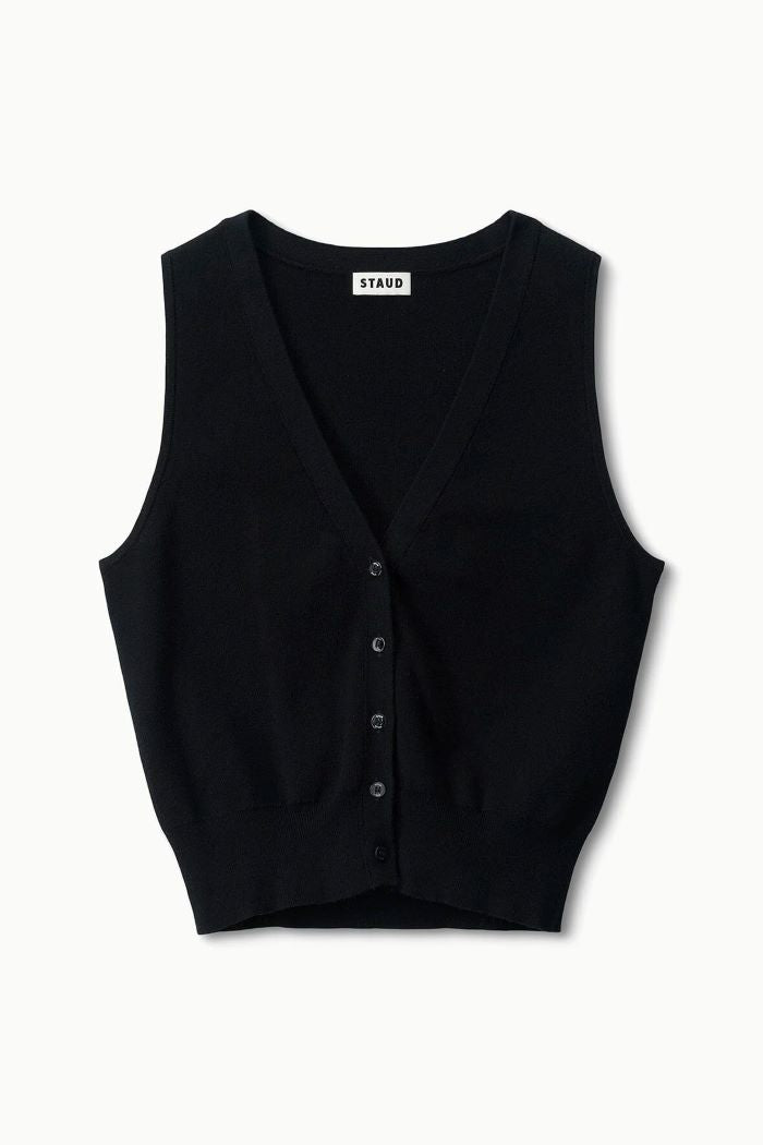 staud ficus sweater vest black 