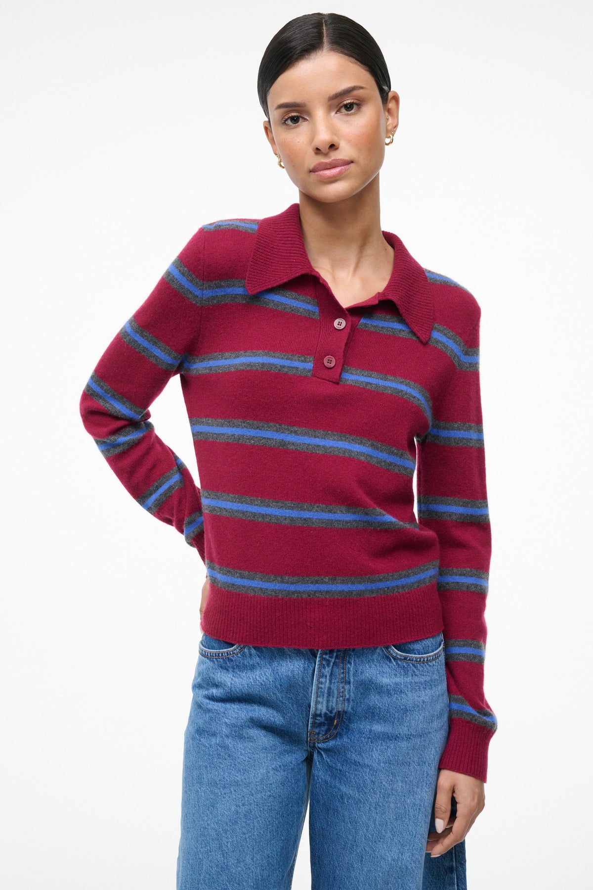 staud gemma sweater crimson stripe