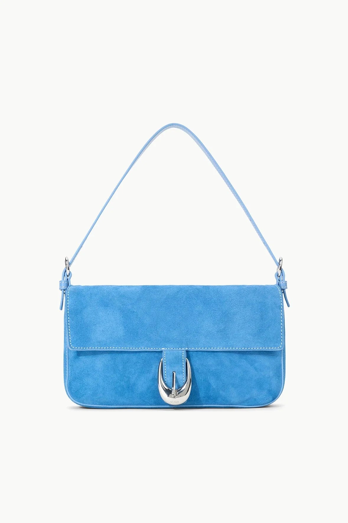 staud harlow bag blue suede