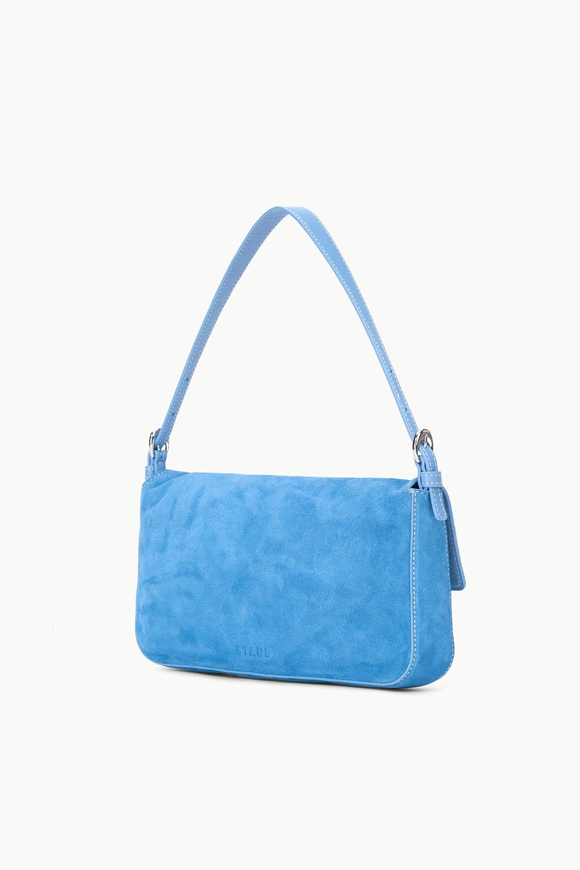 staud harlow bag blue suede