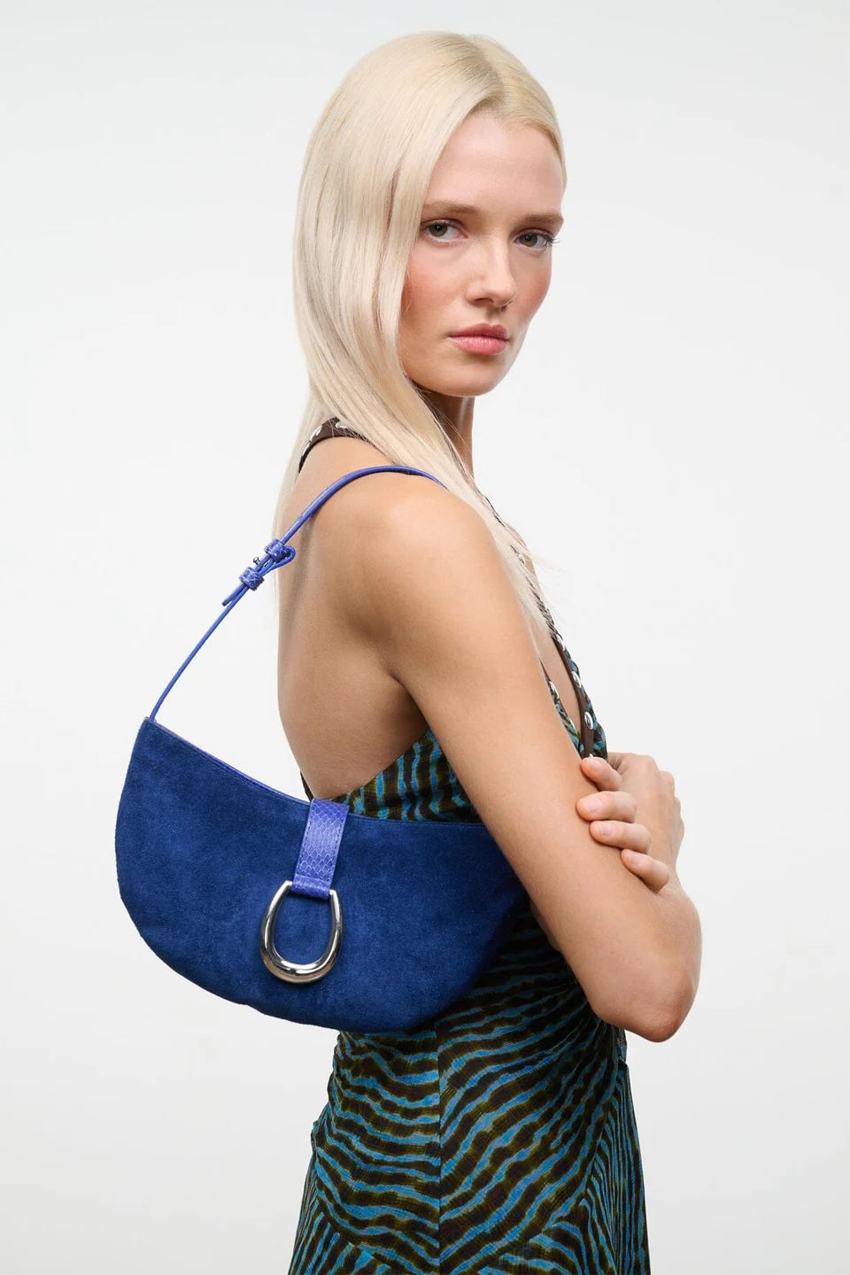 staud harlow crescent shoulder bag cobalt