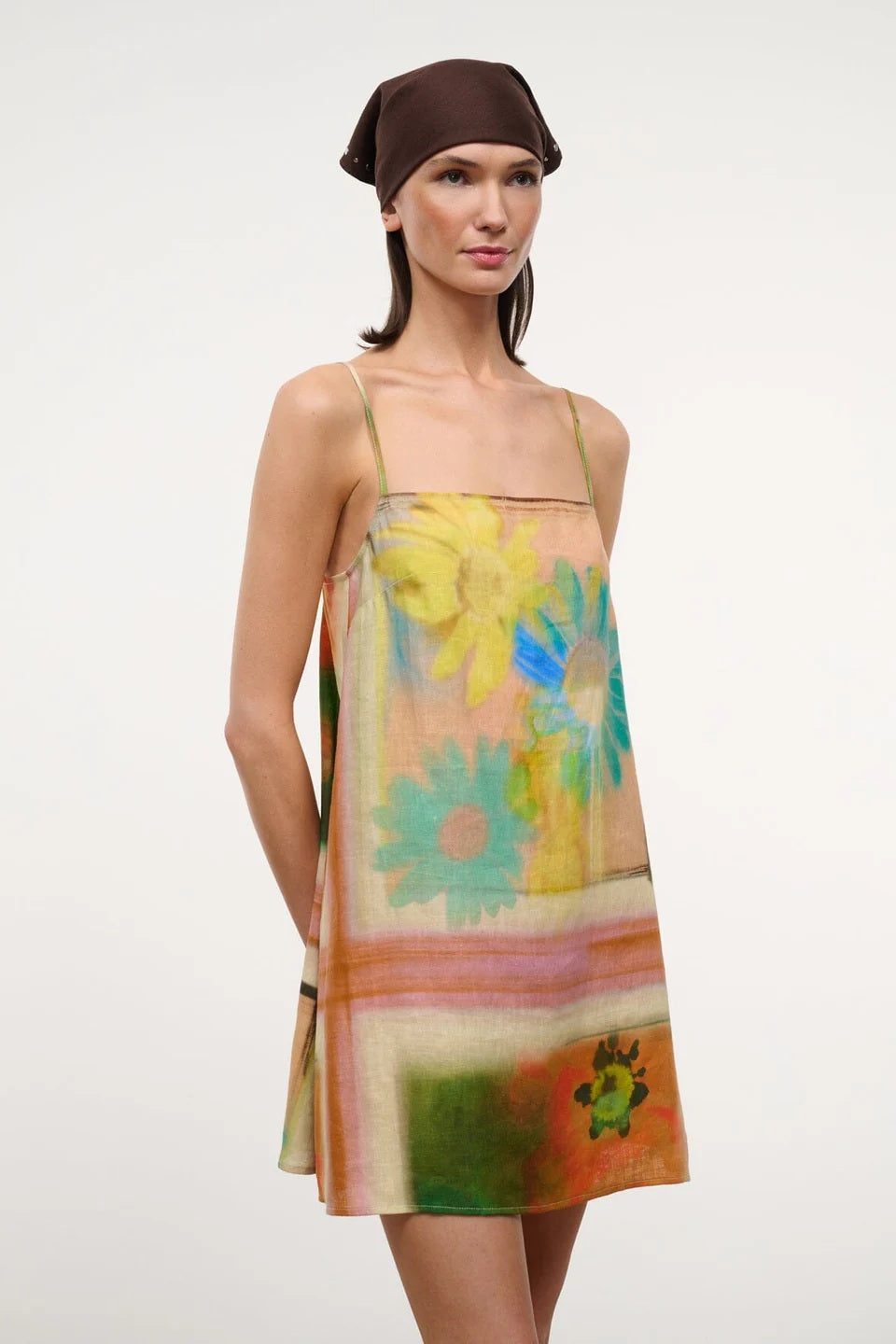 staud laura linen mini dress superbloom scarf