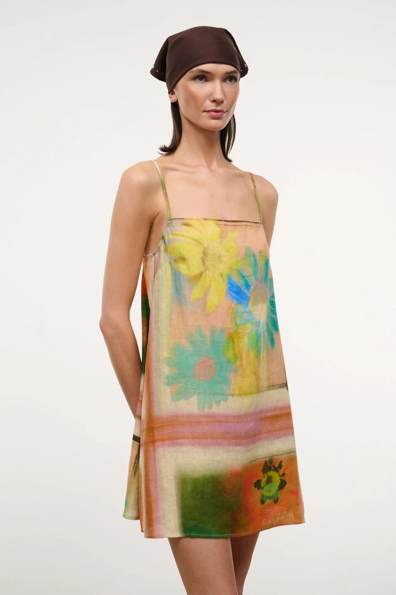 staud laura linen mini dress superbloom scarf