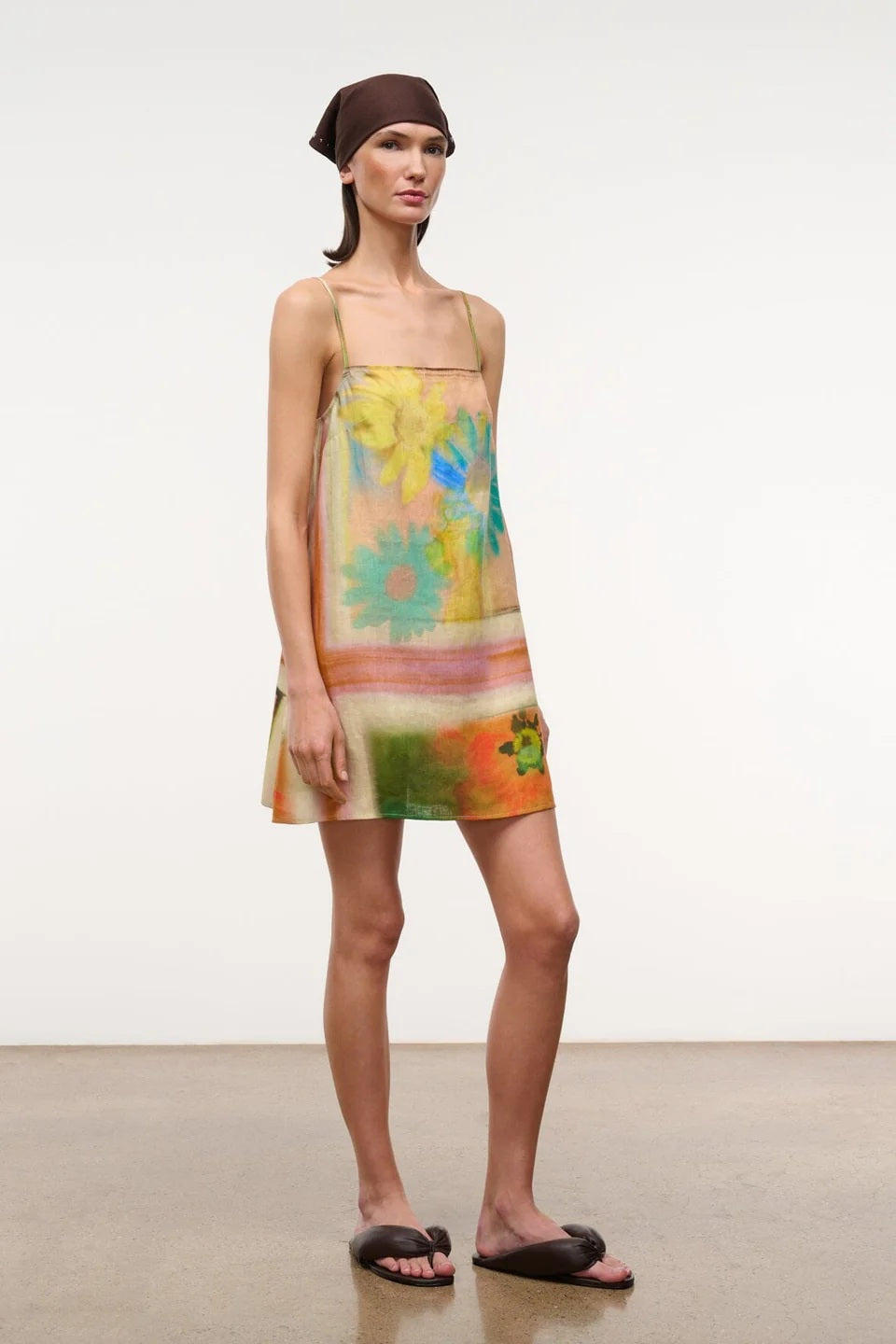 staud laura linen mini dress superbloom scarf