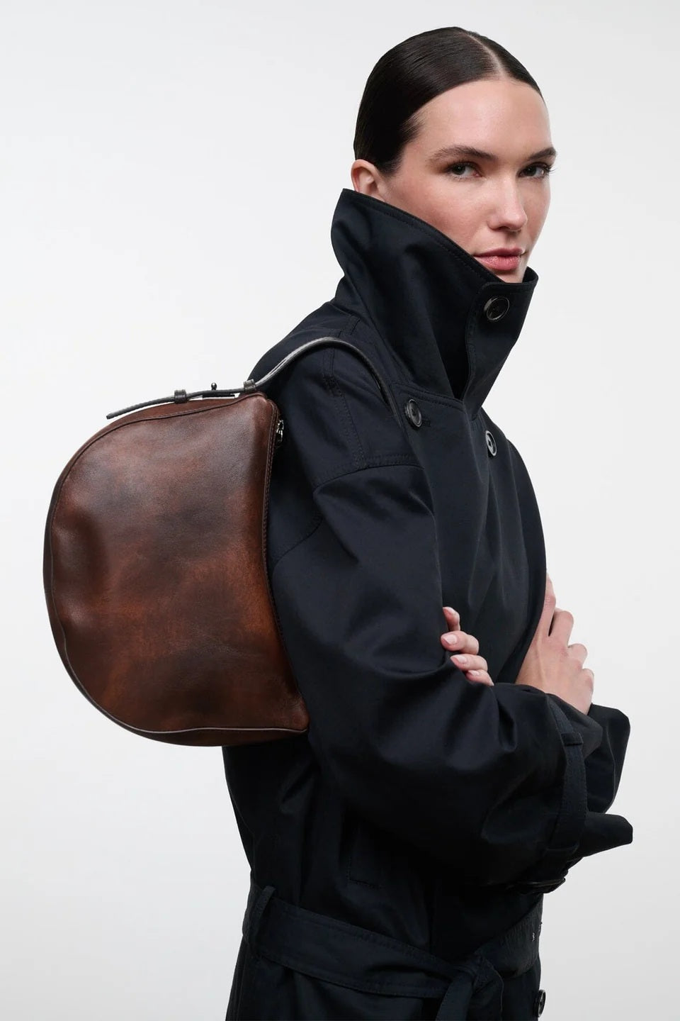 staud levi bag espresso distressed leather