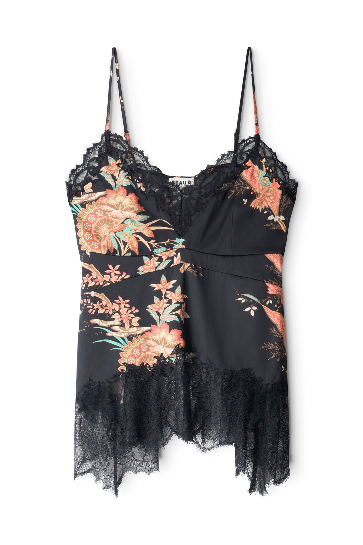 staud lina top tapestry noir