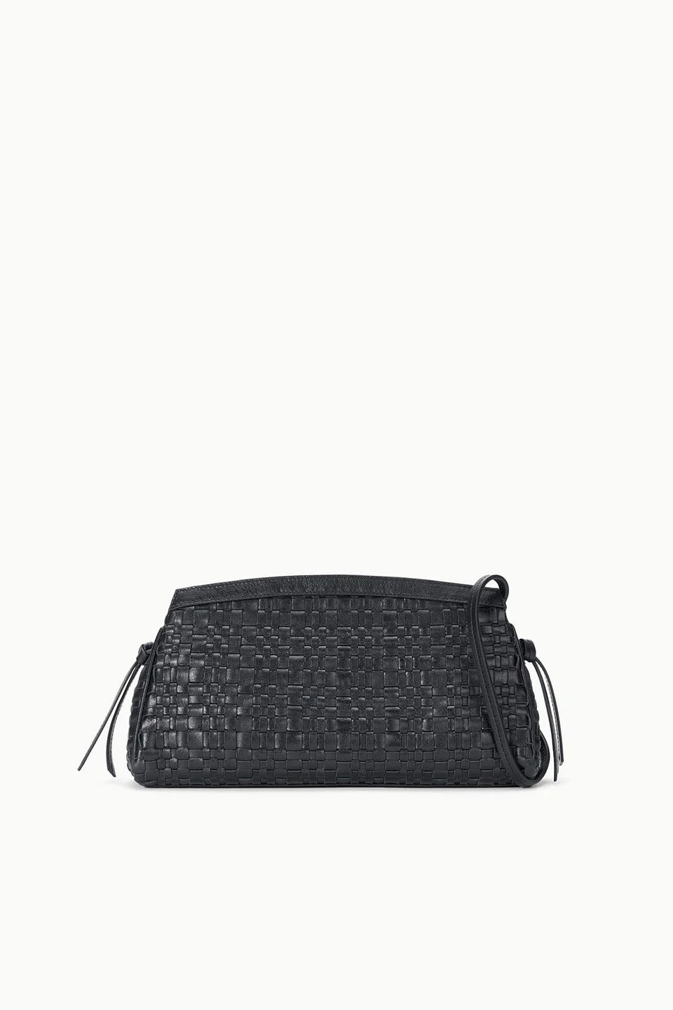 staud maude convertible clutch black woven leather