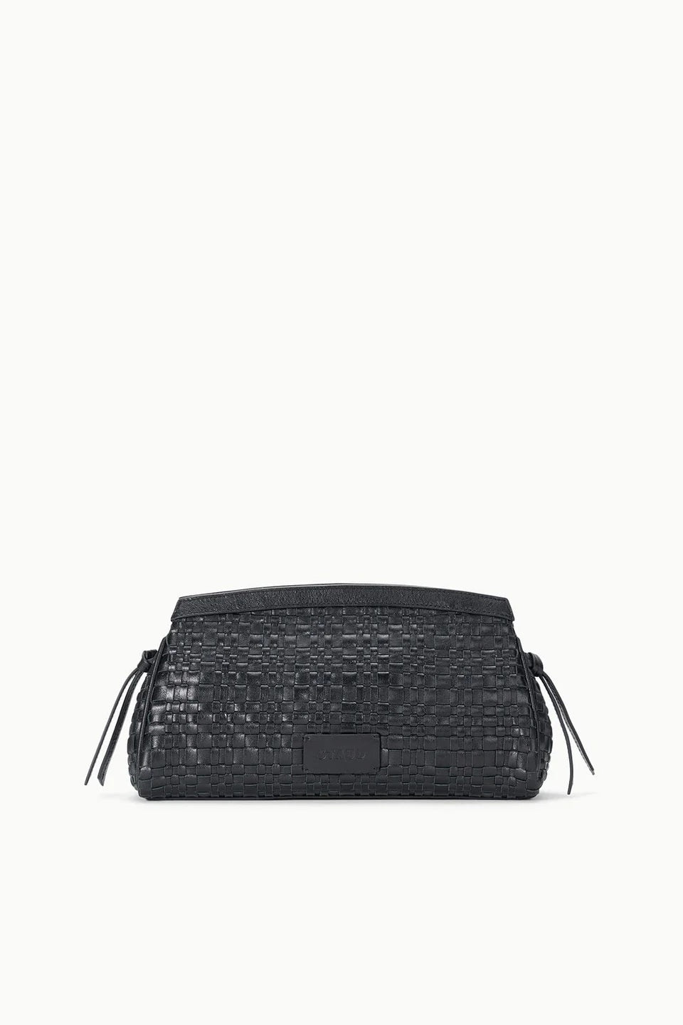 staud maude convertible clutch black woven leather