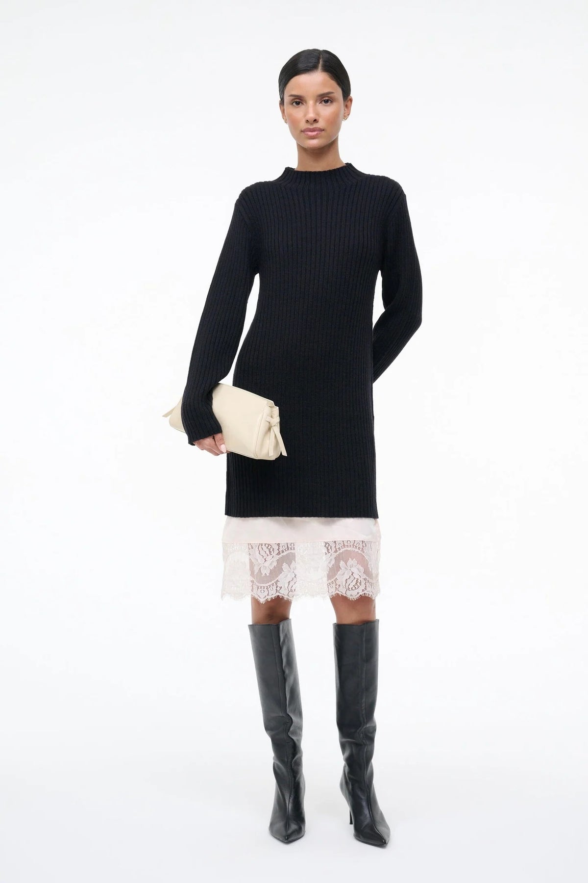 staud maude convertible clutch cream