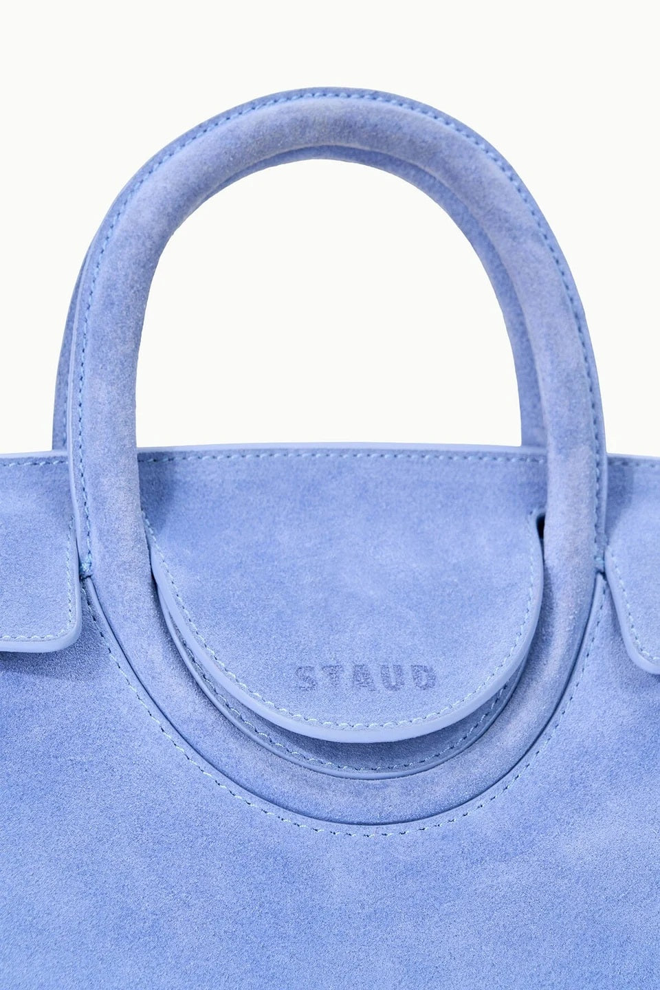 staud maude mini carryall cielo suede