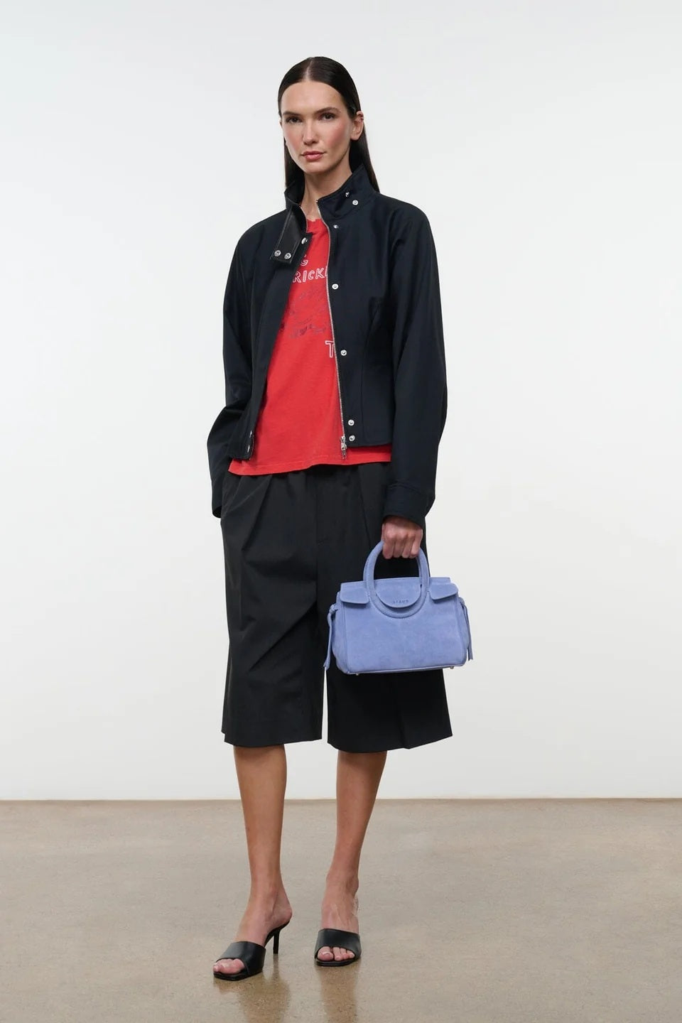 staud maude mini carryall cielo suede