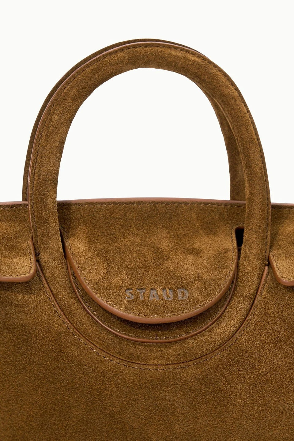 staud maude mini carryall cigar suede