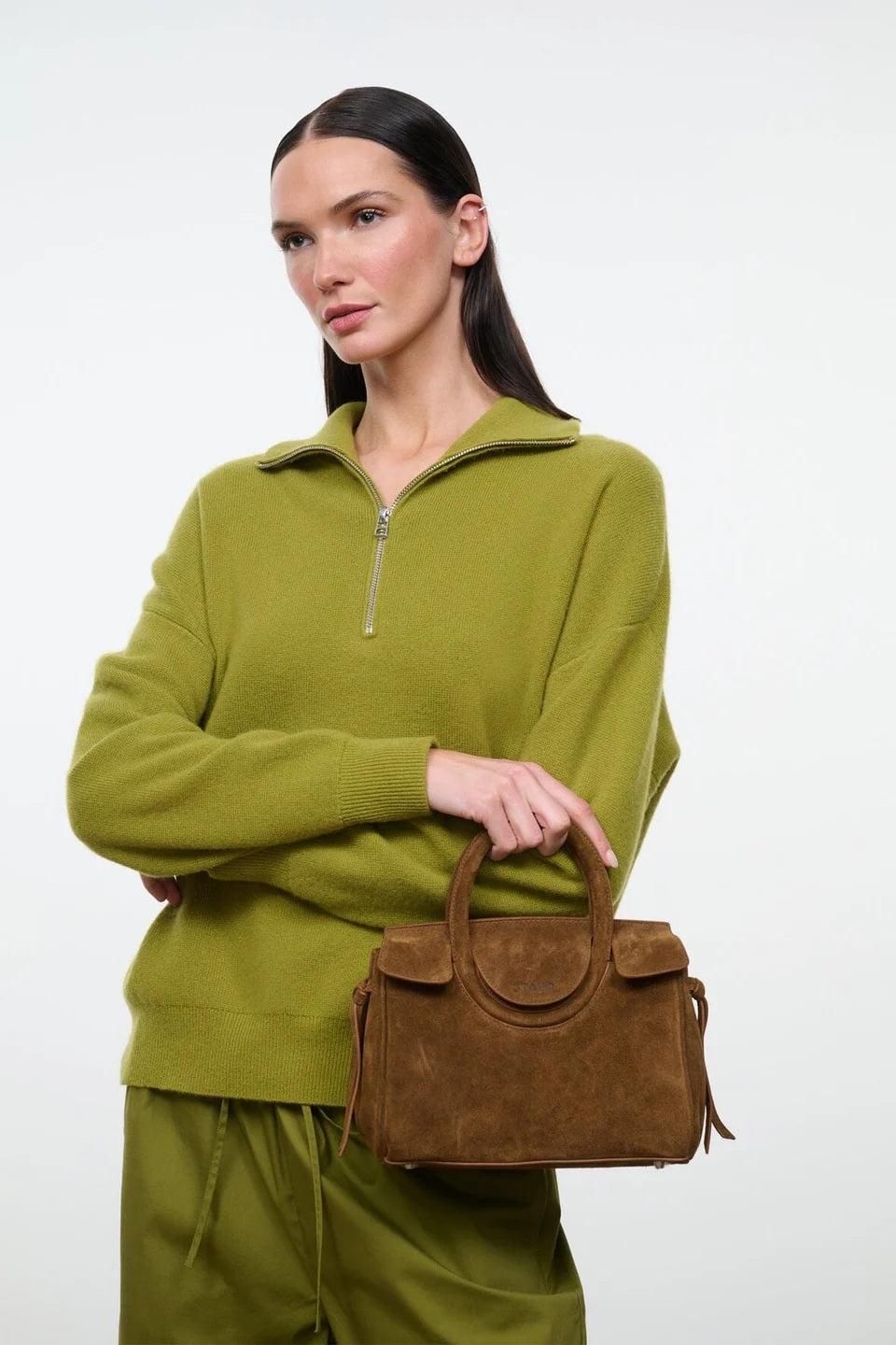staud maude mini carryall cigar suede