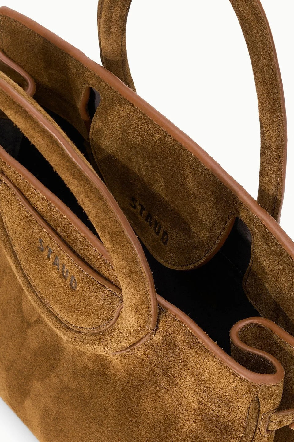 staud maude mini carryall cigar suede