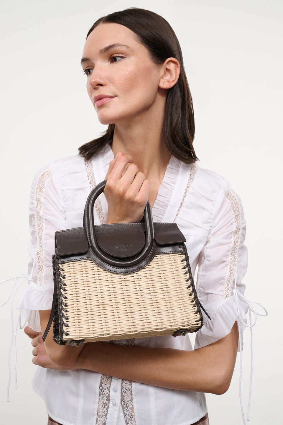 staud maude mini carryall espresso wicker