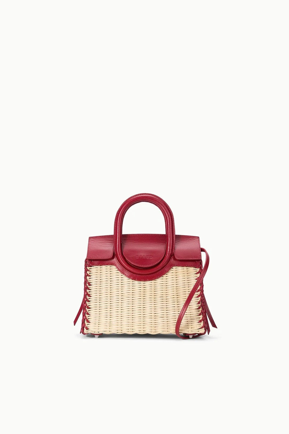 staud maude mini carryall rouge wicker