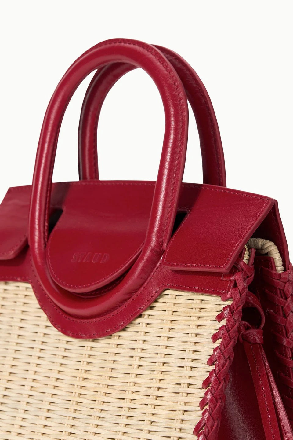 staud maude mini carryall rouge wicker