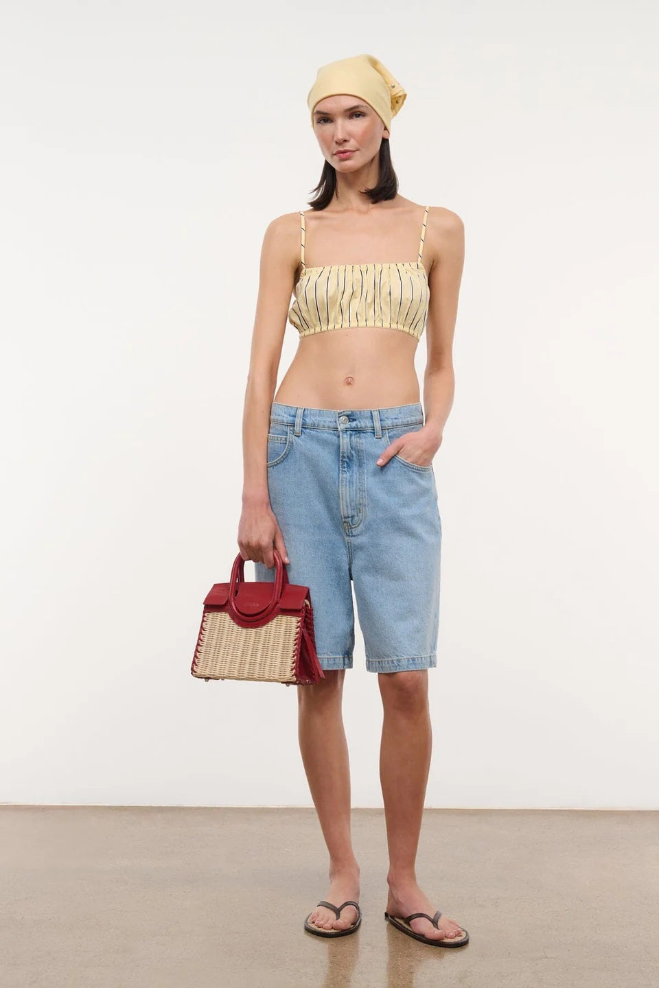 staud maude mini carryall rouge wicker