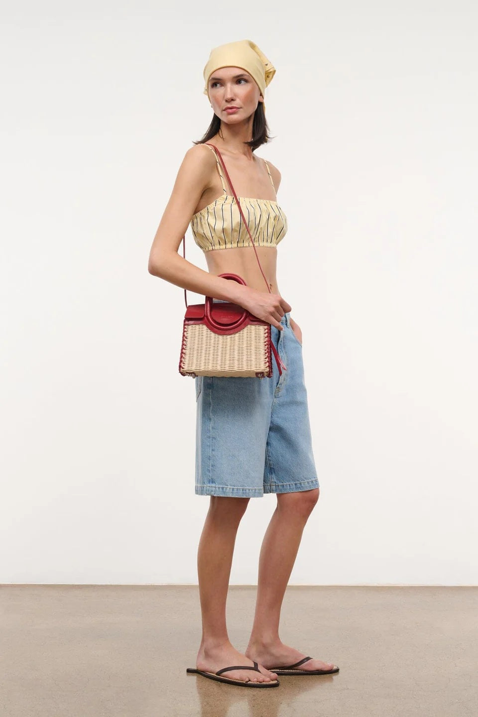 staud maude mini carryall rouge wicker