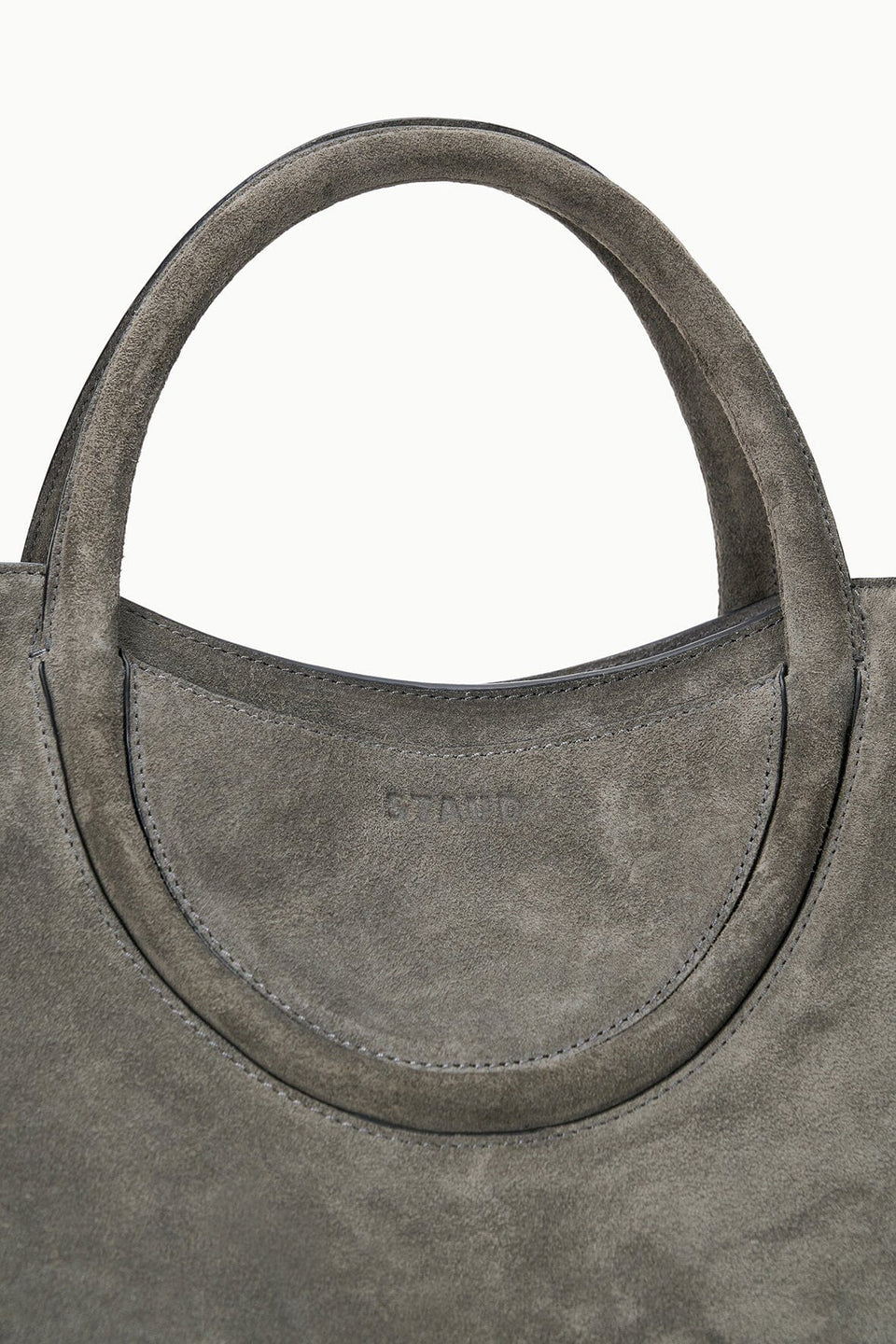 staud maude satchel storm suede