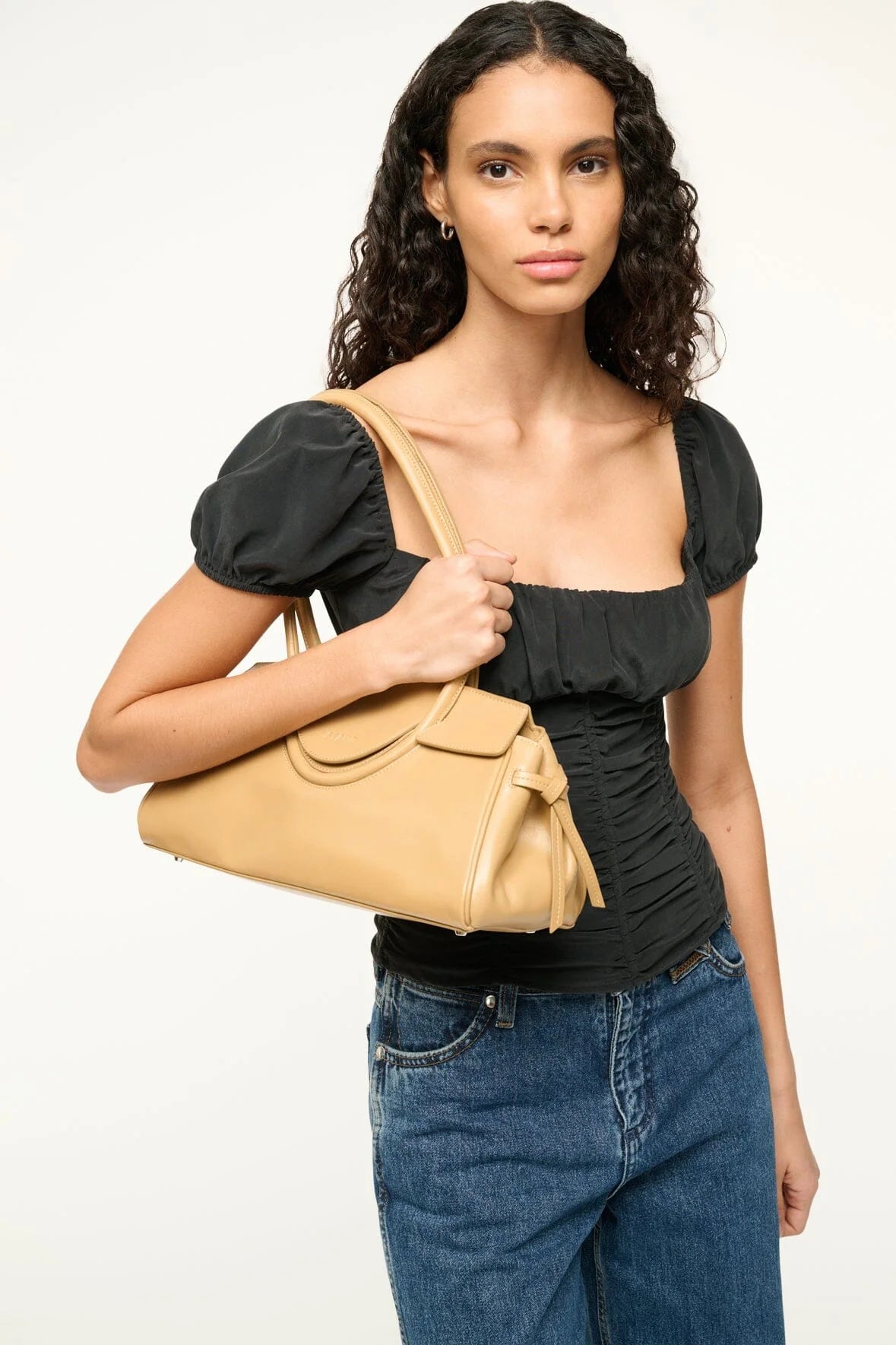 staud maude shoulder bag camel