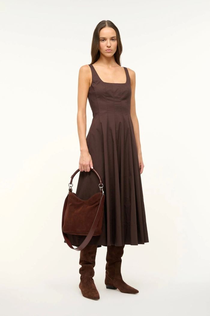 staud mel bag mahogany suede