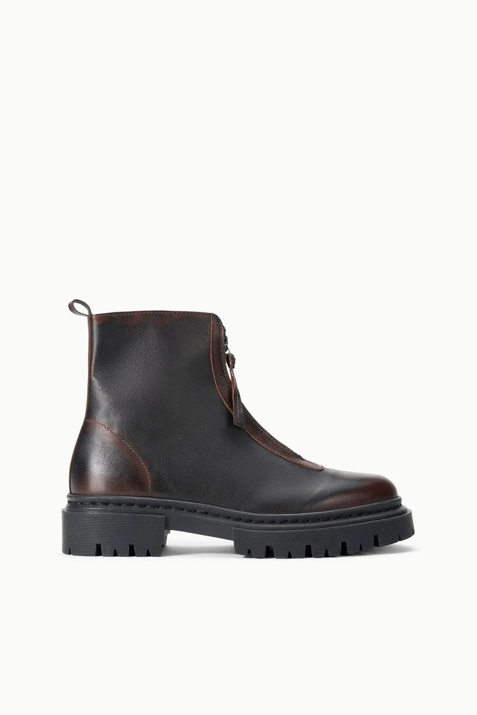 staud miles zip ankle boot espresso distressed