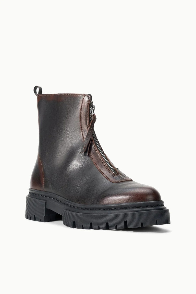 staud miles zip ankle boot espresso distressed