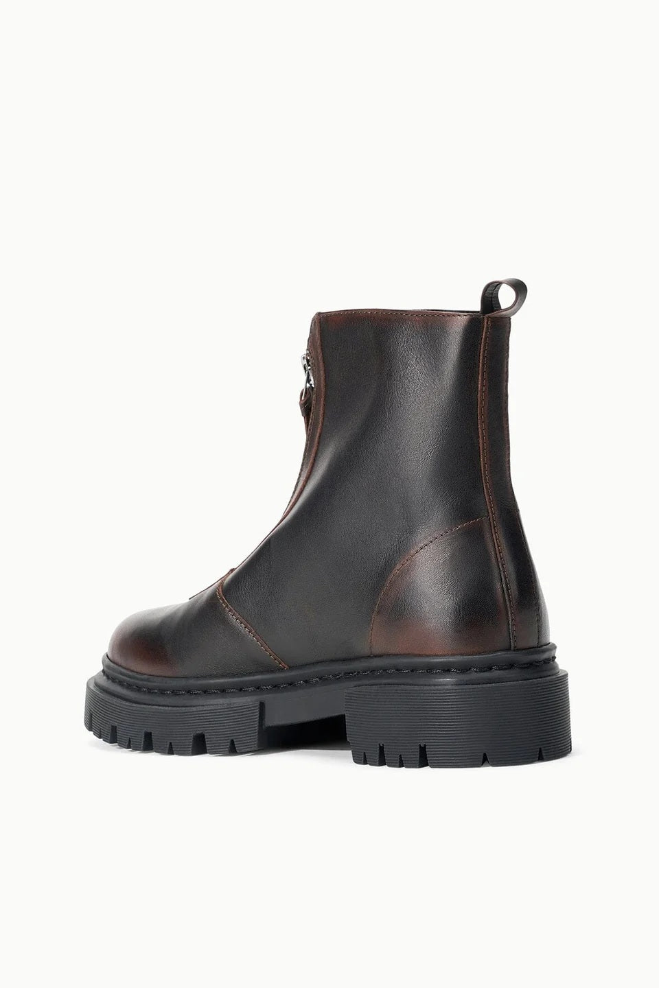 staud miles zip ankle boot espresso distressed