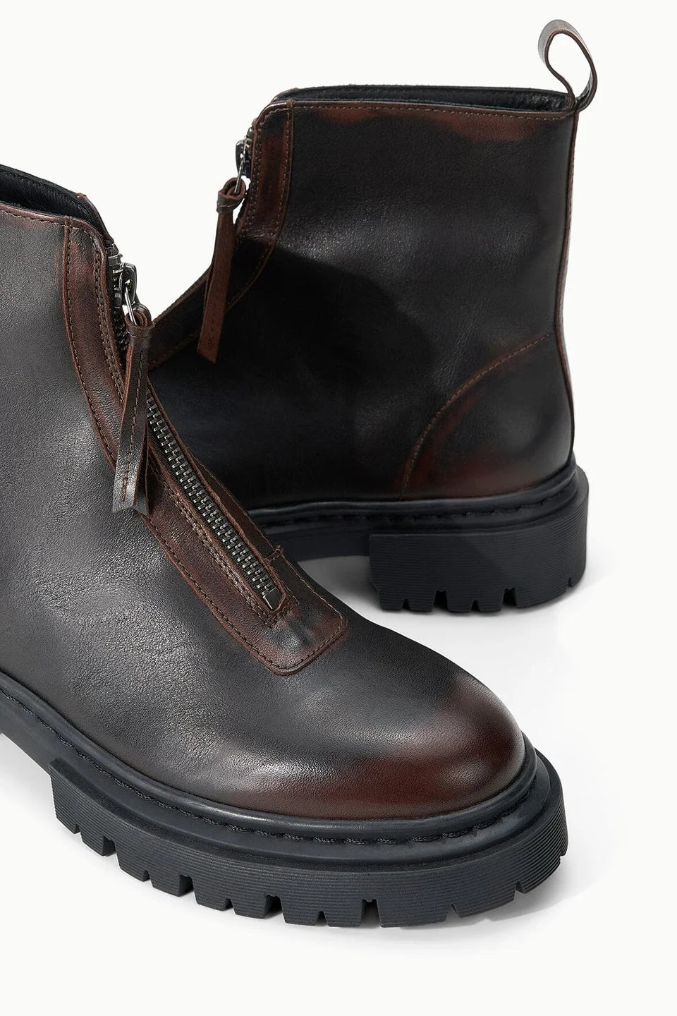 staud miles zip ankle boot espresso distressed