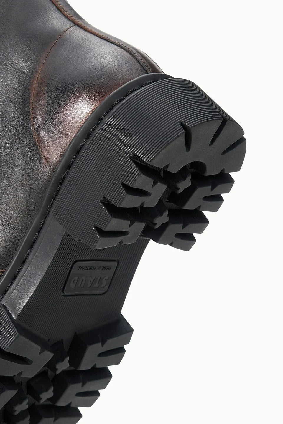 staud miles zip ankle boot espresso distressed