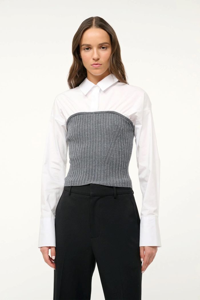 staud o'keefe top charcoal white 