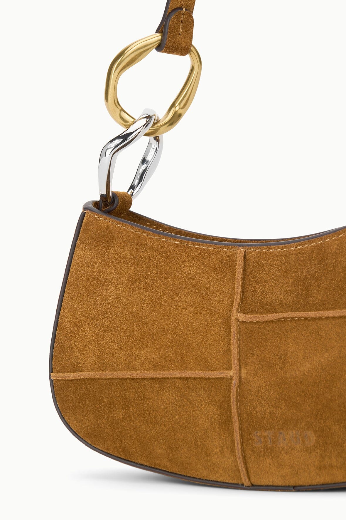 staud ollie bag tan patchwork suede