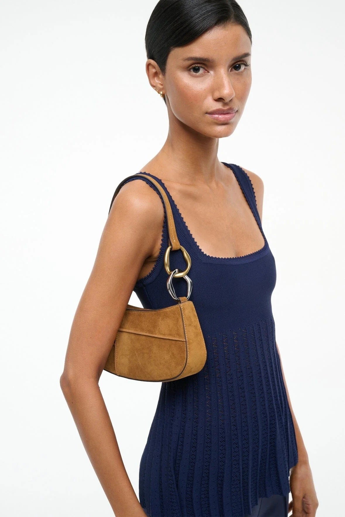 staud ollie bag tan patchwork suede