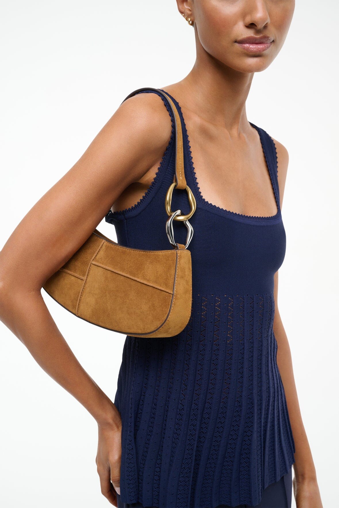 staud ollie bag tan patchwork suede