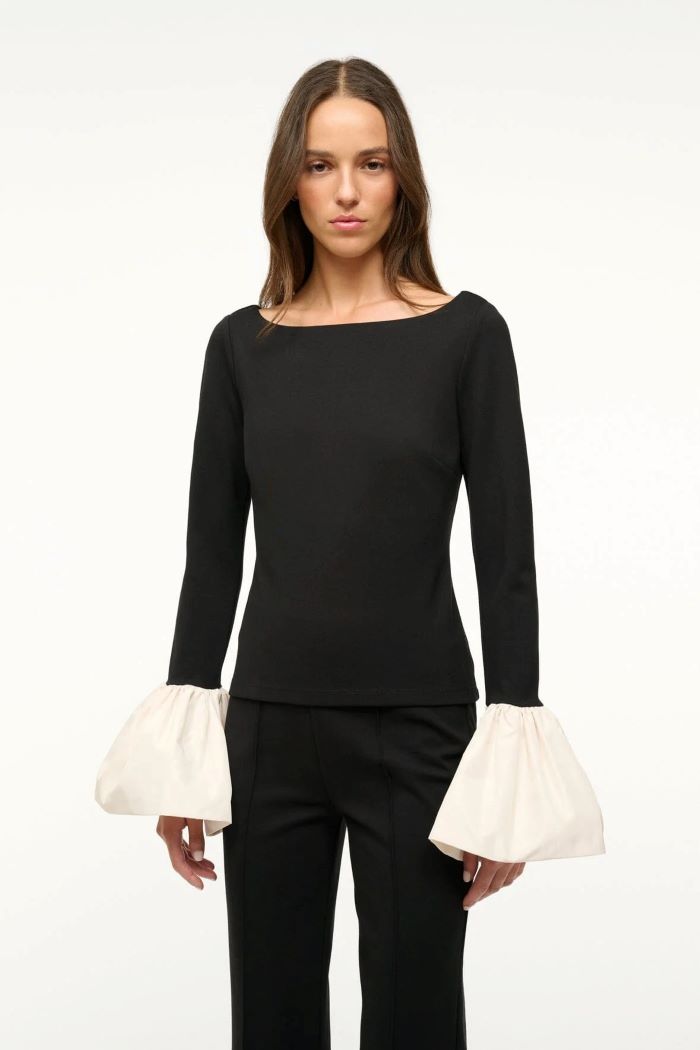 staud paige top black/ivory 