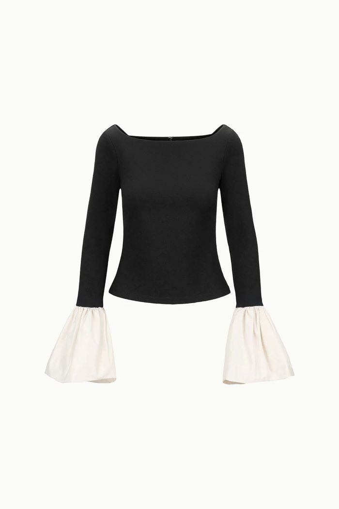 staud paige top black/ivory 