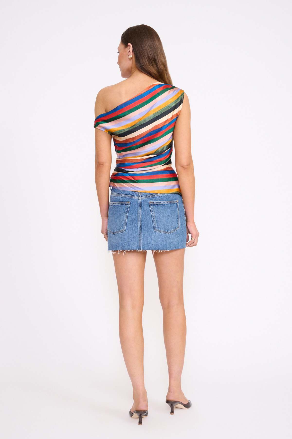 staud phare top artist stripe silk