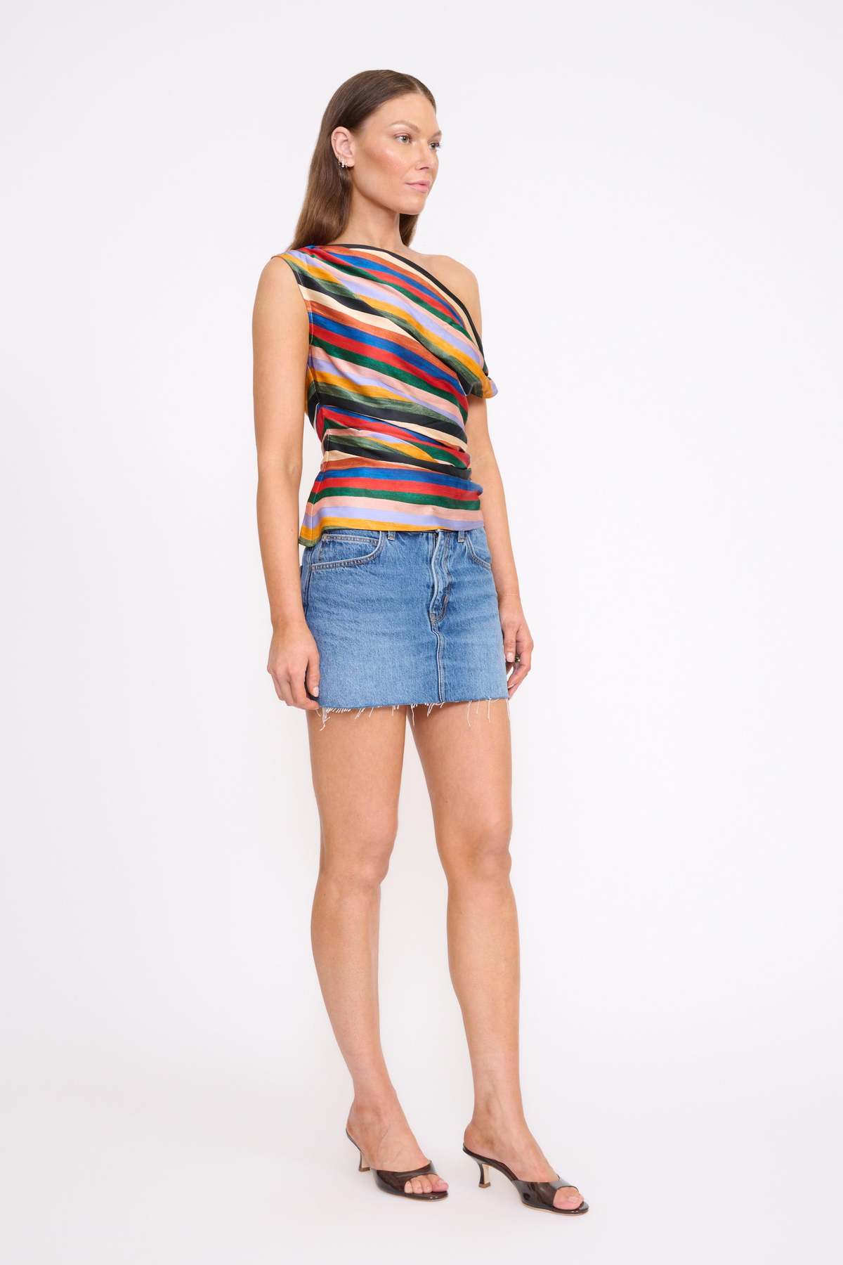 staud phare top artist stripe silk