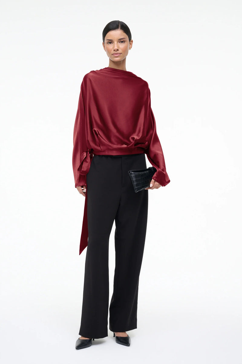 staud phoebe silk top sangria