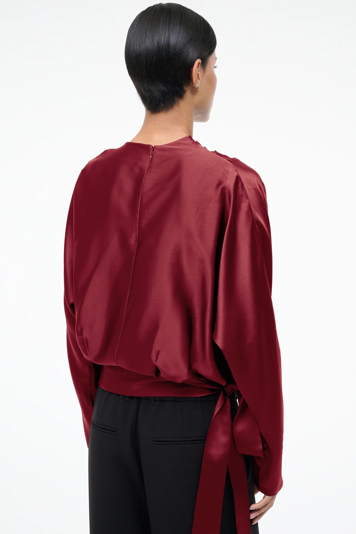 staud phoebe silk top sangria