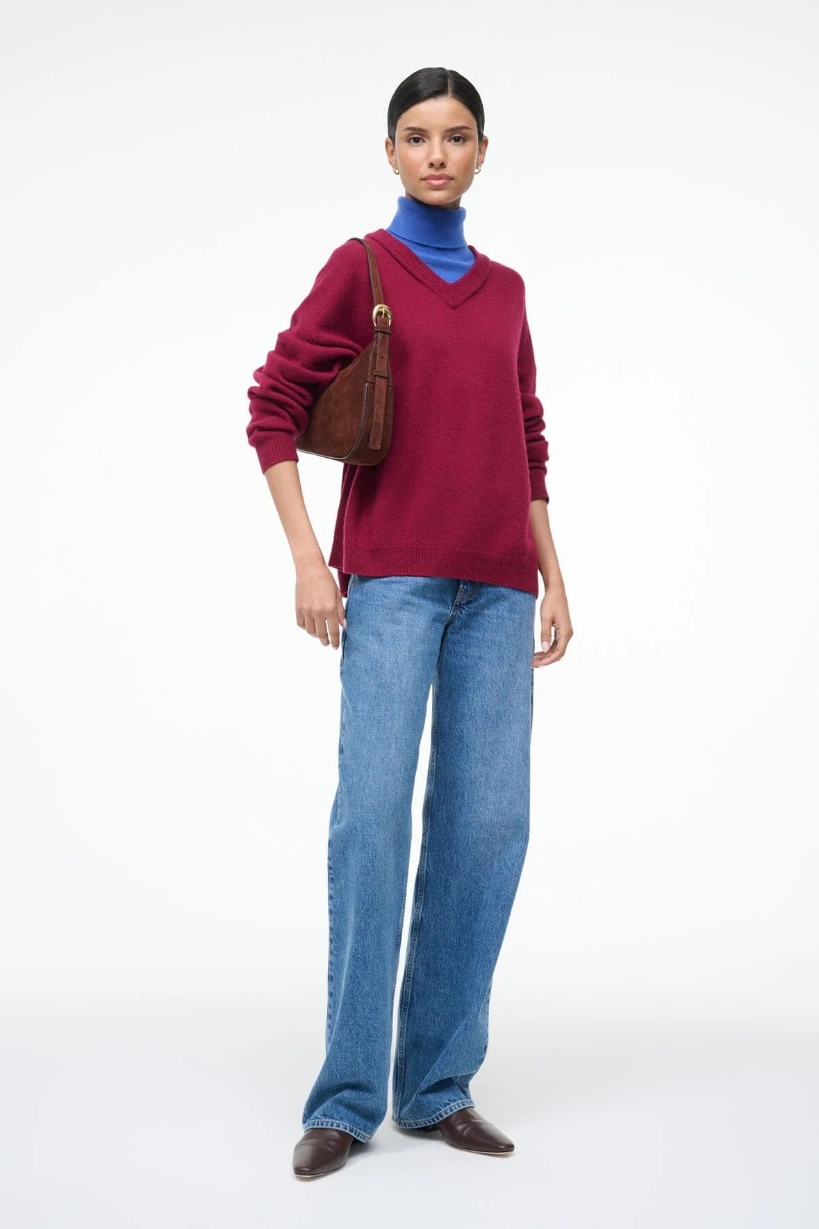 staud pine shoulder bag mahogany 
