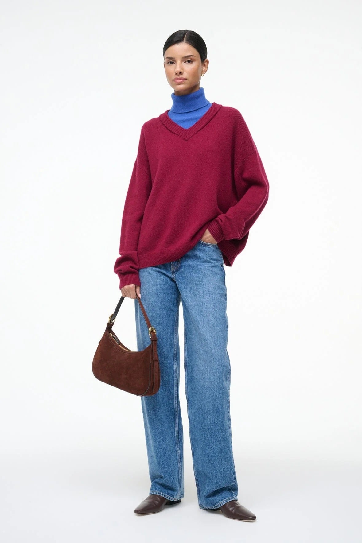 staud pine shoulder bag mahogany 