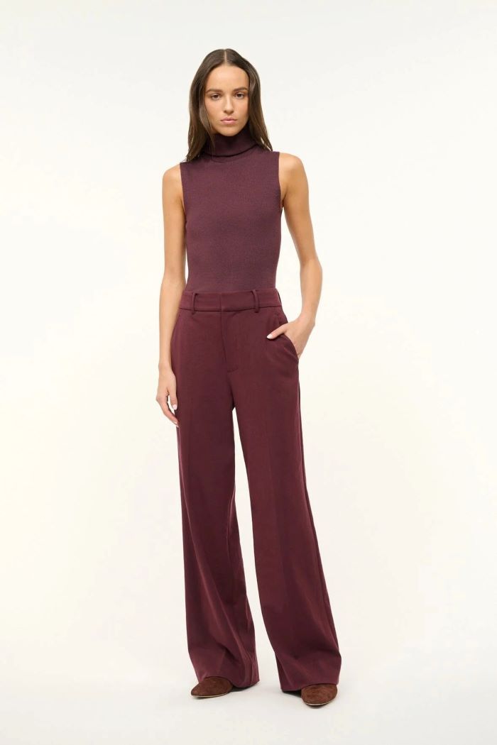 staud prince suiting pant merlot 