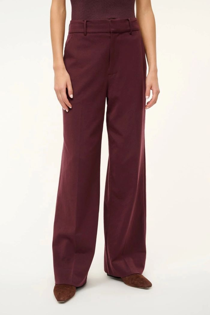 staud prince suiting pant merlot 