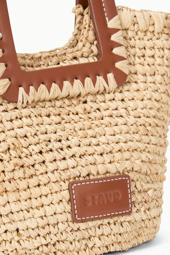 staud shirley mini bucket bag natural/tan 